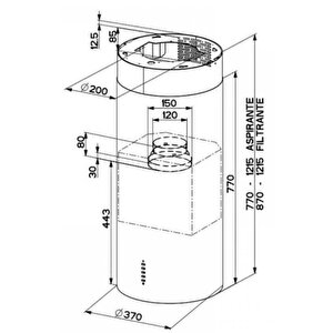 Ev 8+ Bk A37 Matt Siyah Ada Tipi Davlumbaz