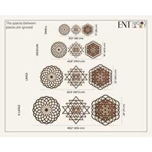 Ent Wood Art Ahşap Duvar Tablosu, 3 Parça Ahşap Modern Duvar Dekoru, Geometrik Desen Duvar Paneli, Ceviz