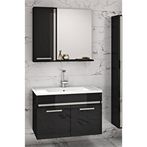 Gold Siyah Gri 65 Cm Mdf-lavabolu Banyo Dolabı Seti