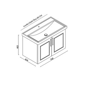 Arin 80 Cm Banyo Dolabı Antrasit, Alt Modül, Mdf, Lavabo Dahil, Lavabolu