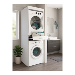 Fika Çamaşır Ve Kurutma Makinesi Dolabı – Beyaz - Çok Amaçlı Dolap - Banyo Dolabı