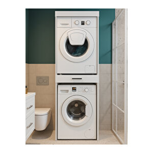 Fika Çamaşır Ve Kurutma Makinesi Dolabı – Beyaz - Çok Amaçlı Dolap - Banyo Dolabı