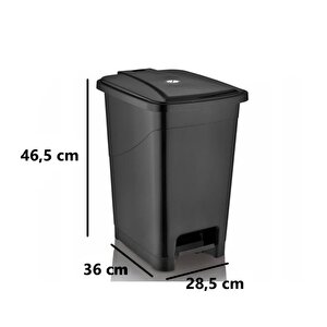 Srl-3029 Slim Pedallı Plastik Çöp Kovası İç Kovalı 25 Lt Siyah