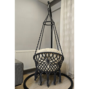 Tek Kişilik Makrome El Örgüsü Salıncak (antrasit Gri) Mis38003antrasit (sadece Salıncak)