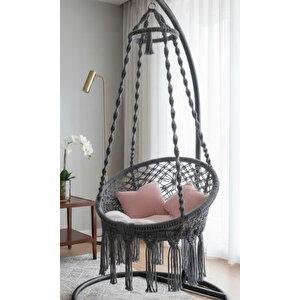 Tek Kişilik Makrome El Örgüsü Salıncak (antrasit Gri) Mis38003antrasit (sadece Salıncak)