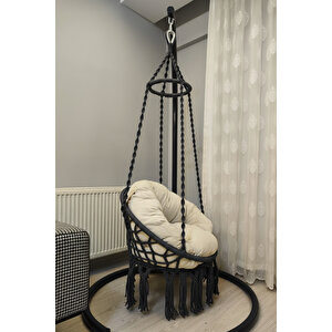 Tek Kişilik Makrome El Örgüsü Salıncak (antrasit Gri) Mis38003antrasit (sadece Salıncak)