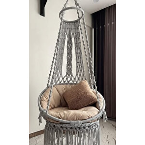 Tek Kişilik Makrome El Örgüsü Salıncak (gri) Mis38002gri (sadece Salıncak)