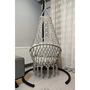 Tek Kişilik Makrome El Örgüsü Salıncak (gri) Mis38002gri (sadece Salıncak)