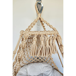 Tek Kişilik Makrome El Örgüsü Salıncak Minderli (bej) Mis38006bejm / 80x90 Cm (salıncak Ve Minder)