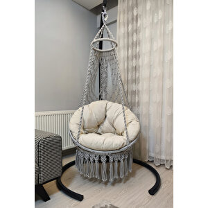 Tek Kişilik Makrome El Örgüsü Salıncak Minderli (gri̇) Mis38002grim / (salıncak Ve Minder)