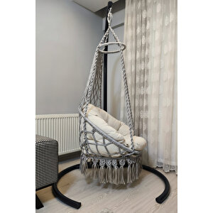 Tek Kişilik Makrome El Örgüsü Salıncak Minderli (gri̇) Mis38002grim / (salıncak Ve Minder)