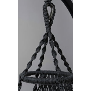 Tek Kişilik Makrome El Örgüsü Salıncak (Antrasit Gri̇) Mi̇nder Ve Aski Demi̇ri̇ İle Mi̇s38002antrasi̇tma