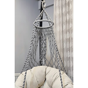 Tek Kişilik Makrome El Örgüsü Salıncak (gri̇) Mi̇nder Ve Aski Demi̇ri̇ İle Mi̇s38002grima