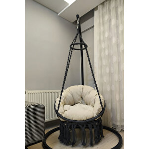 Tek Kişilik Makrome El Örgüsü Salıncak Minderli (koyu Gri̇) Mis38003antrasitm / (salıncak Ve Minder)