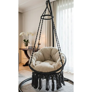 Tek Kişilik Makrome El Örgüsü Salıncak Minderli (koyu Gri̇) Mis38003antrasitm / (salıncak Ve Minder)