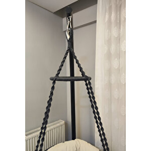 Tek Kişilik Makrome El Örgüsü Salıncak (koyu Gri̇) Mi̇nder Ve Aski Demi̇ri̇ İle Mi̇s38003antrasi̇tma