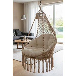 Tek Kişilik Makrome El Örgüsü Salıncak (bej) Mis38006bej / 80x90 Cm (sadece Salıncak)