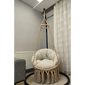 Tek Kişilik Makrome El Örgüsü Salıncak (bej) Mi̇nder Ve Aski Demi̇ri̇ İle Mi̇s38003bejma