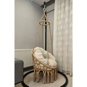 Tek Kişilik Makrome El Örgüsü Salıncak (bej) Mi̇nder Ve Aski Demi̇ri̇ İle Mi̇s38003bejma