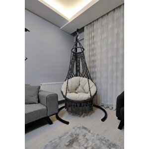 Tek Kişilik Makrome El Örgüsü Salıncak (antrasit Gri) Mis38002antrasit (sadece Salıncak)