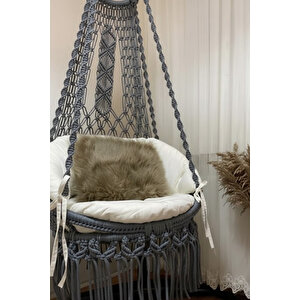 Tek Kişilik Makrome El Örgüsü Salıncak (antrasit Gri) Mis38002antrasit (sadece Salıncak)