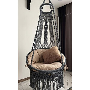 Tek Kişilik Makrome El Örgüsü Salıncak (antrasit Gri) Mis38002antrasit (sadece Salıncak)