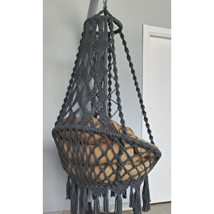 Tek Kişilik Makrome El Örgüsü Salıncak Minderli (koyu Gri̇) Mis38002antrasitm / (salıncak Ve Minder)