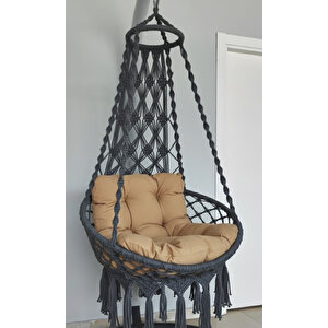 Tek Kişilik Makrome El Örgüsü Salıncak Minderli (koyu Gri̇) Mis38002antrasitm / (salıncak Ve Minder)