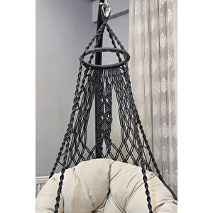 Tek Kişilik Makrome El Örgüsü Salıncak Minderli (koyu Gri̇) Mis38002antrasitm / (salıncak Ve Minder)