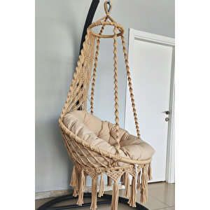 Tek Kişilik Makrome El Örgüsü Salıncak Minderli (bej) Mis38001bejm / (salıncak Ve Minder)