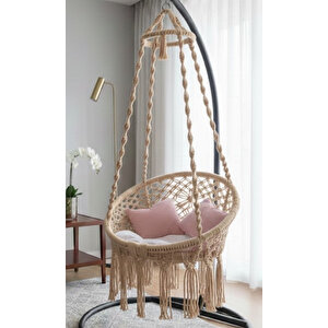 Tek Kişilik Makrome El Örgüsü Salıncak Minderli(bej) Mis38003bej / (salıncak Ve Minder)