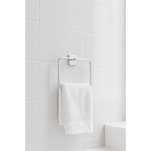 Krom Kare Topuzlu Kare Havluluk – (yapıştır/vidala) Montajlı, Parlak Kaplama Dayanıklı Metal Askı