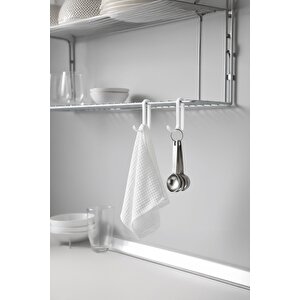 2’li Beyaz Askı Kanca Seti – Banyo & Mutfak Rafları İçin Plastik Askı Aparatı