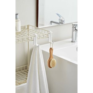 2’li Beyaz Askı Kanca Seti – Banyo & Mutfak Rafları İçin Plastik Askı Aparatı