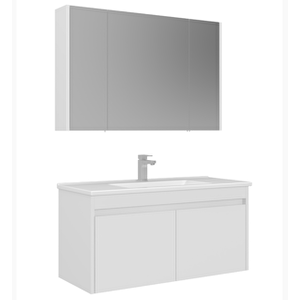 Arno Kapaklı 100 Cm Banyo Dolabı Takımı Parlak Beyaz