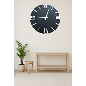 Roma Rakamlı Gümüş Renk Parlak Aynalı Pleksi Dekor Ahşap Mdf Duvar Saati