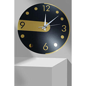 Dekoratif Parlak Altın Rengi Pleksi Tasarım Ahşap Mdf Sessiz Akar Saat Mekanizmalı Duvar Saati 40 Cm