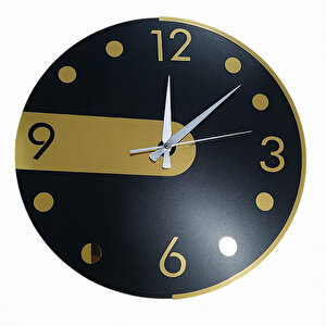 Dekoratif Parlak Altın Rengi Pleksi Tasarım Ahşap Mdf Sessiz Akar Saat Mekanizmalı Duvar Saati 40 Cm