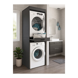 Fika Kurutma Ve Çamaşır Makinesi Dolabı Çok Amaçlı Dolap Banyo Dolabı Antrasit