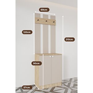 Evora 1 Modern Portmanto Askılı Ayakkabılık Vestiyer Vizon - Lefkas