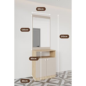 Evora 3 Modern Portmanto Askılı Ayakkabılık Vestiyer Vizon - Lefkas