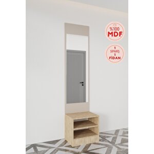 Evora 2 Modern Portmanto Aynalı Ayakkabılık Vestiyer Vizon - Lefkas