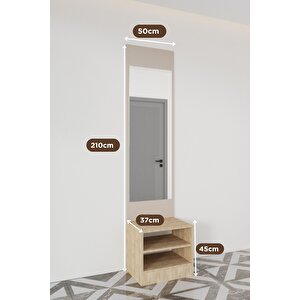 Evora 2 Modern Portmanto Aynalı Ayakkabılık Vestiyer Vizon - Lefkas