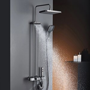 Piano Tepe Duş Sistemi Termostatik Metalik Gri Ds.pn710gr