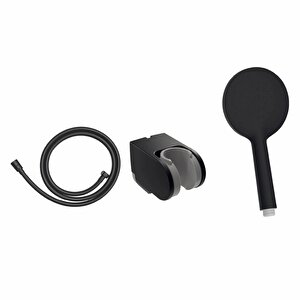 Kireç Kırıcılı El Duşu Seti Mat Siyah Yuvarlak Ds.sh121s