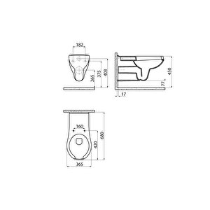 Creavit Bedensel Engelli Asma Klozet 1.kalite (bd320.02) + Engelli Yavaş Kapanan Kapak 2'li Set