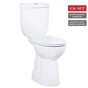 Bedensel Engelli Alttan Çıkışlı Klozet + Rezervuar + İç Takım + Çınar Yavaş Kapanan Kapak 4 'lü Set