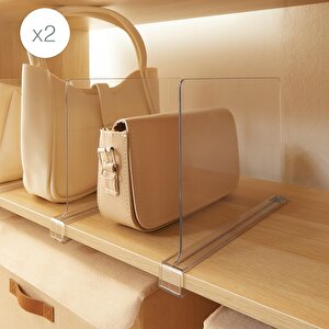 2'li Şeffaf Akrilik Çanta Raf Düzenleyici 20 X 30 X 0.29 Cm