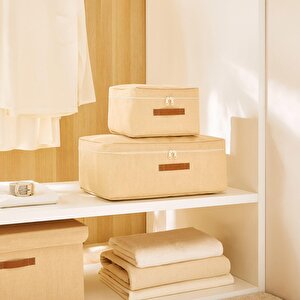 2'li Jüt Keten Hurç Set 30 X 22 X 18 / 52 X 28 X 21 Cm