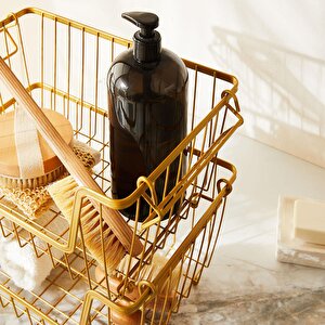 Ocean Home Textile 2'li Altın Renk Metal Sepet Set 32 X 22 X 16 Cm